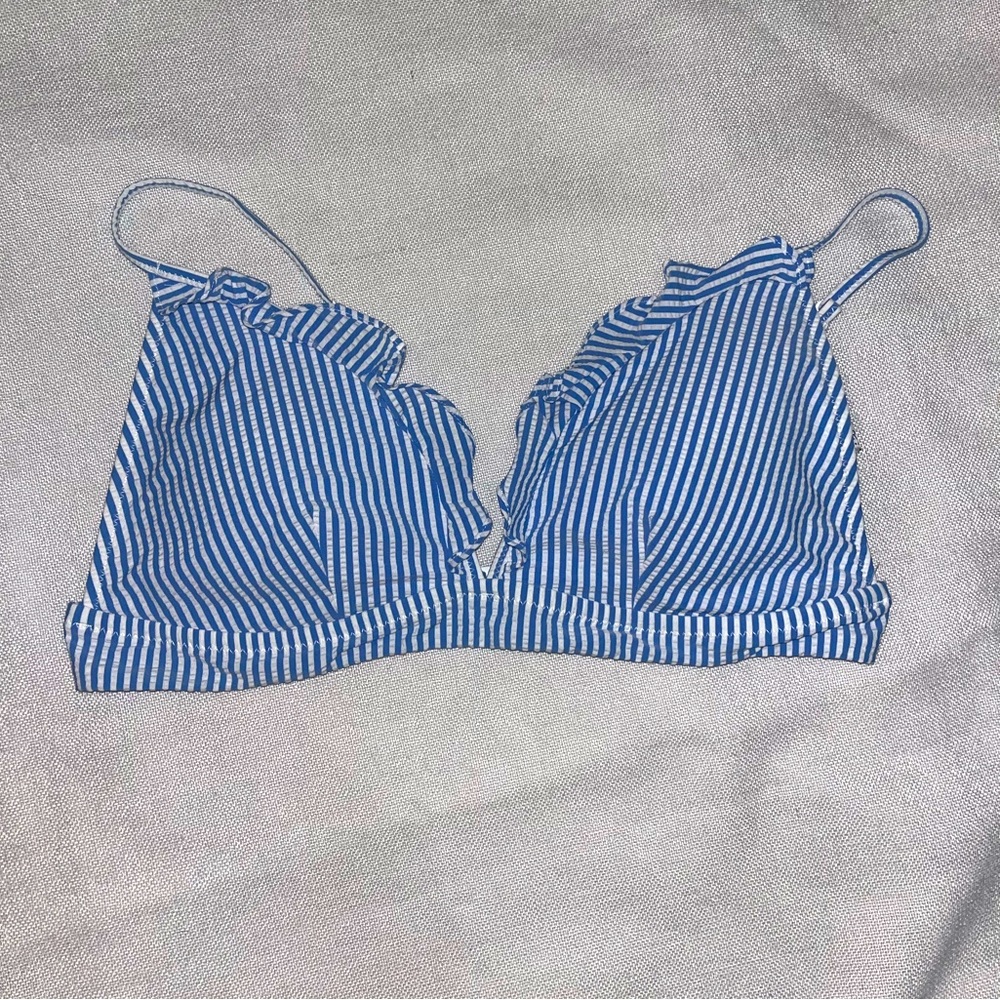 JCREW Seersucker Ruffle Bikini Top